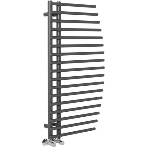 Bathroom Anthracite Heated Warming Curved Towel Rail Radiator Rad 1000 x 550mm (1/5)
