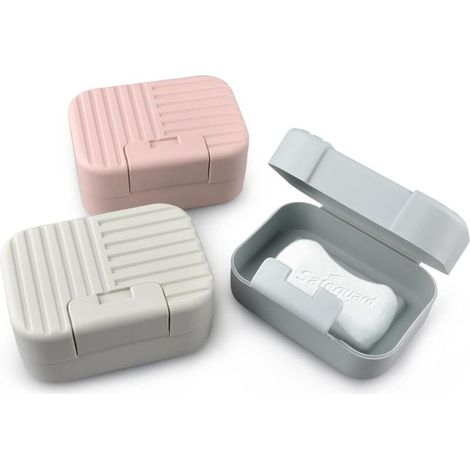 Set mit 3 wasserdichten Reiseseifenschalen mit Deckel und Haken, für Camping und Outdoor-Aktivitäten, tragbare Seifenbox  - Crezuo