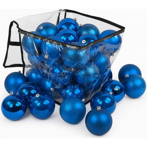 Lot de 27 boules de Noël 12cm Bleu (7 brillantes, 7 mates, 7 texturées, 6 opalines) (1/5)