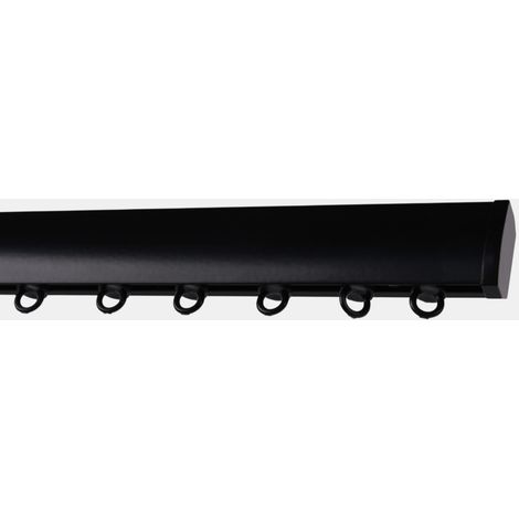 Kit rail à rideau noir 150 cm - 15x30mm - Fixation plafond - Boulet
