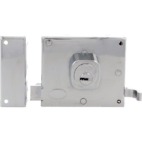 AMIG Serrure en applique et verrous 72 100 x 85 mm Acier Chromé brillant - Gauche (1/4)