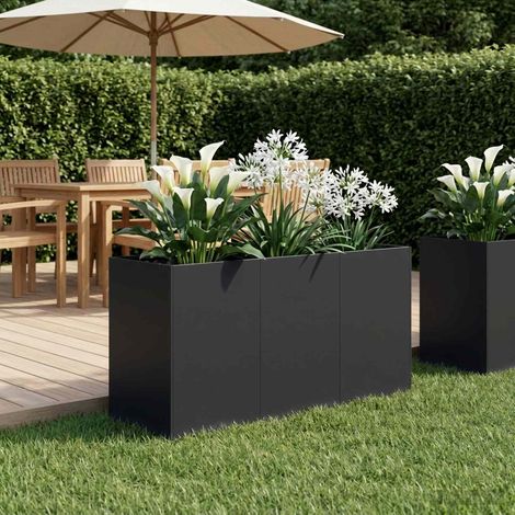 Cache-pot de jardin Noir 120 x 40 x 60 cm Acier laminé à froid (1/5)