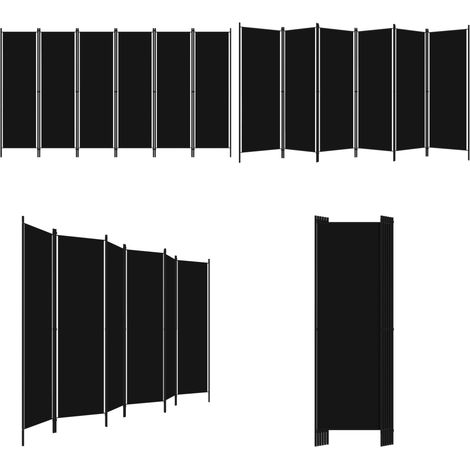 6-tlg. Raumteiler Schwarz 300x180 cm - Raumteiler - Zimmerabtrennung - Sichtschutz - Schwarz - Stoff - Home & Living (1/5)