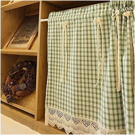 GENERIC-Rideau Court Japonais Rideau occultant poussière café Cuisine Porte d'armoire évier Demi-Draperies LxH 135X60CM (1/4)
