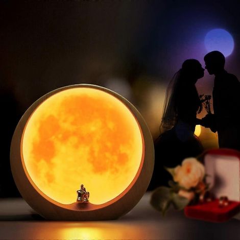 Lampe de chevet lune créative et cachée pour une ambiance de chambre à coucher, idéale pour décorer le salon ou créer une atmosphère apaisante. (1/4)