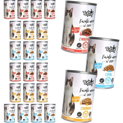 Pâtée pour chat TufTuf, mélange de saveurs, boîtes de 20 x 415 g, morceaux en sauce (1/5)