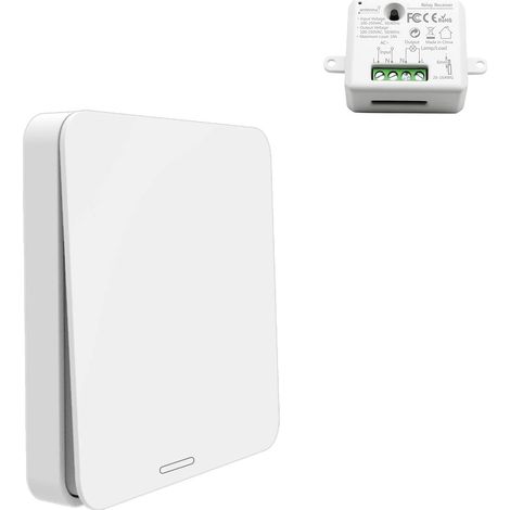 Wireless Remote Control Switch, Battery-Free, Mini Size Receiver, Range 200 m, Radio Transmitter 433 Mhz, Kinetic Energy, On/Off Wall Control for Lighting