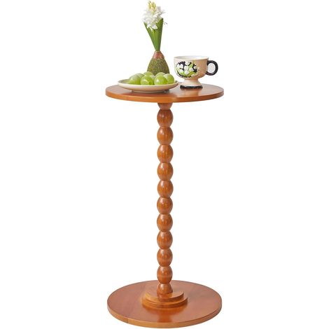 Table d'appoint Ronde, Petite Bout de Canapé Moderne, Table de Canapé avec Pieds en Bois Massif pour Petits Espaces, Salon, Chambre, Bois de Cerisier (1/5)