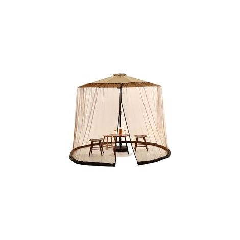 Moustiquaire, Filet de Parasol de Patio 300x230cm, moustiquaire Parasol Patio Respirant à Mailles Fines avec Porte à Fermeture éclair et Filet Protection Cordon (1/5)