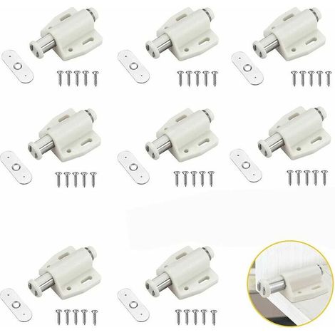 8 Pièces Loquet de Porte Magnétique à Ressort, Push to Open Aimant Porte Placard Loquet Magnetique Poussoir Loqueteau Magnétique à Pression Fermeture Aimantée Placard (1/5)