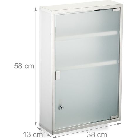 Armoire murale moderne rangement espace salle de bain 3 compartiments en acier inoxydable blanc (1/5)