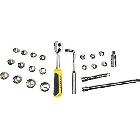 Stanley – Clé à douille ½' 12 pans – 23 pièces – Acier chrome-vanadium – Maxi-Drive pour transmission optimale – Rallonges 125 et 250 mm (1/3)