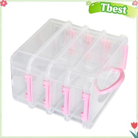 Tbest boîte de rangement à 4 niveaux Boîte de rangement empilable, boîte de rangement de blocs de jouets de meuble boite Vert Rose (1/5)