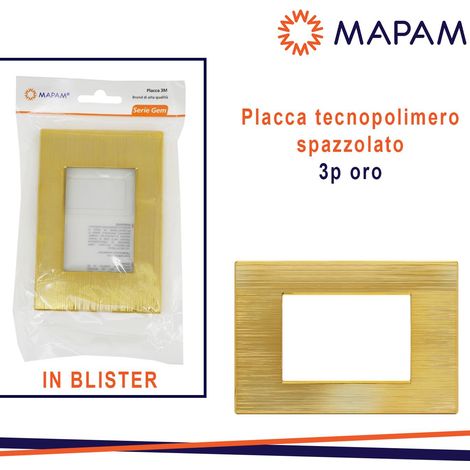 PLACCA TECNOPOLIMERO SPAZZOLATO T2 3P ORO BLISTER