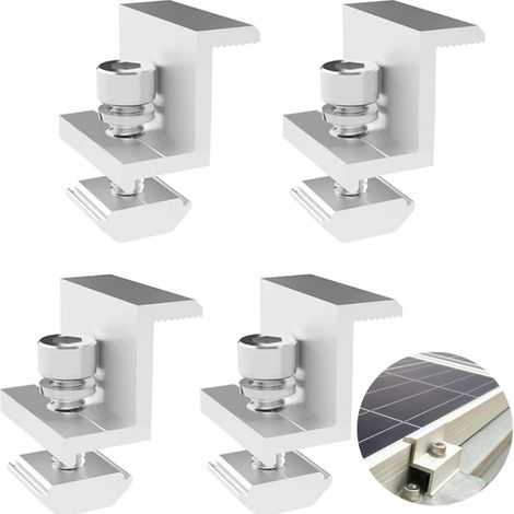 4 supports Z réglables pour panneaux solaires photovoltaïques - Pince d'extrémité 30 mm - Paquet complet - OUYLAF