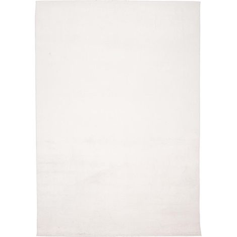 Tapis salon 160 x 230 cm, blanc uni, ultra doux et lavable, toucher moelleux, tissé, entretien aspirateur ou machine à laver, design chaleureux (1/4)