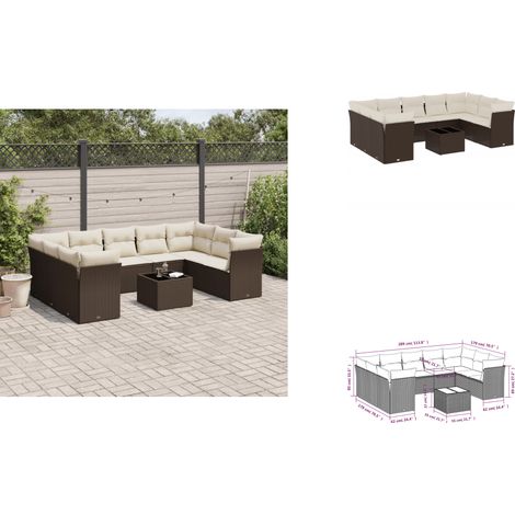 10-tlg. Garten-Sofagarnitur mit Kissen Braun Poly Rattan - Garten Sofagarnitur - Garten Sofagarnituren - Outdoor Sofagarnitur - Sofagarnitur Terrasse