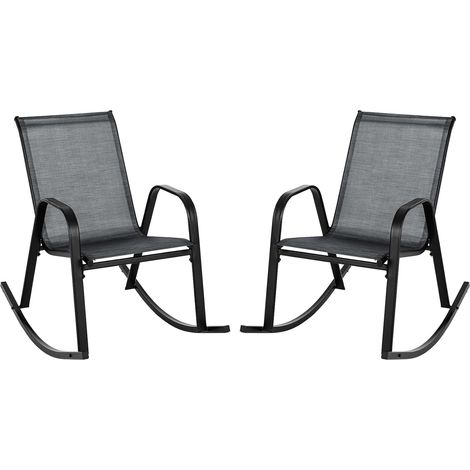 COSTWAY 2 Mecedoras Jardin Exterior, Mecedora Jardin Exterior con Asiento Textilene, Balanceo Suave, 91 x 62 x 86 cm, Carga 150kg, Terraza Patio Jardin (Negro)
