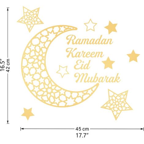 Sticker mural autocollant 3D en acrylique miroir croissant de lune du Ramadan JM844 Or (comme sur la photo) (1/5)