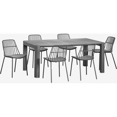 Set tavolo rettangolare Arnadine (180x100 cm) e 6 sedie da pranzo Maeba SKLUM