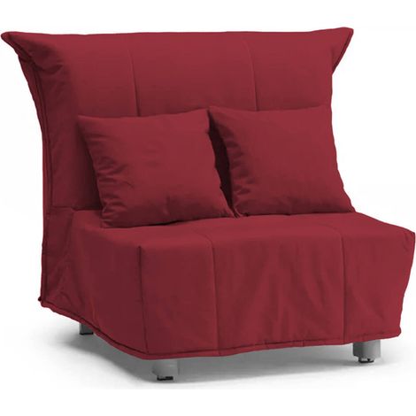 Talamo Italia Divano Letto Alma, Divano singolo, 100% Made in Italy, Poltrona soggiorno con apertura a carrello, in tessuto imbottito, con cuscini inclusi, Cm 85x90h85, Rosso, con imballo rinforzato