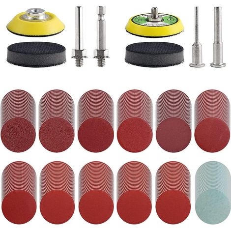 Lot de 240 disques abrasifs de 50 mm à changement rapide avec 2 plaques de support et tige Grain 80-3000 pour meuleuse à tige Dérouillage de surface Ponçage Polissage Couleur rouille (1/5)