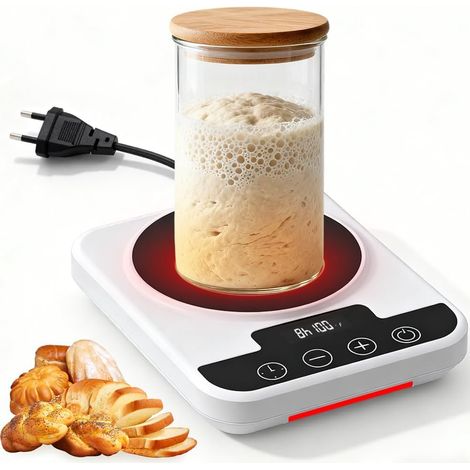 Scaldapasta per pasta madre - Controllo preciso della temperatura con incrementi di 1°C (21-38°C) - Tappetino riscaldante per pasta madre con timer da 12 ore e funzione di memoria - Scaldapasta per pa (1/5)