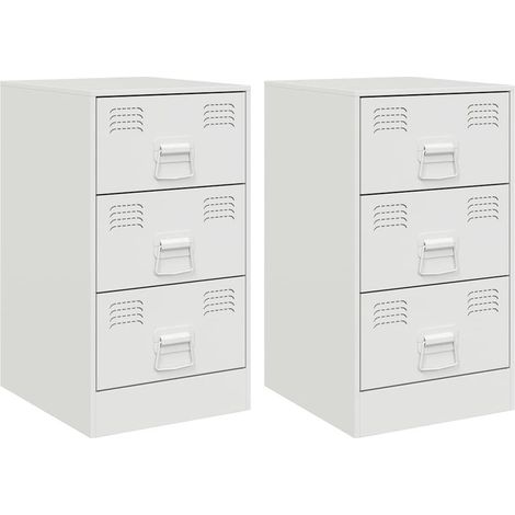 Set di 2 comodini con cassetti 34,5 x 39 x 62 cm acciaio bianco DEC034855