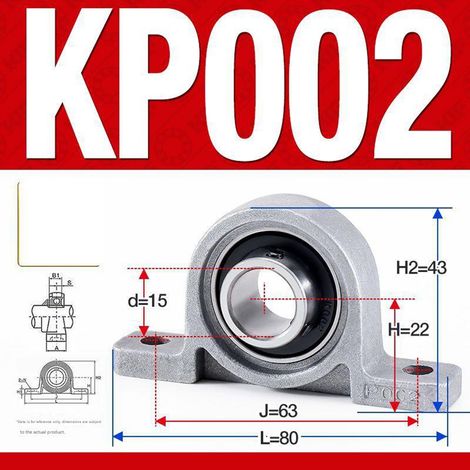 Satz mit 4 KP002 Stehlagern aus Zinklegierung – Vertikale Lagerhalterung Ø15 mm für Wellen und mechanische Getriebe, Silber
