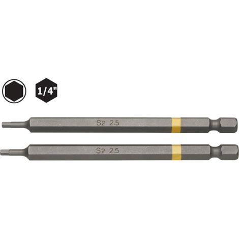 INSERTI LUNGHI ESAGONO MM 100 MAURER PLUS SET 2 PZ MM 2,5 -CF.IN BLISTER