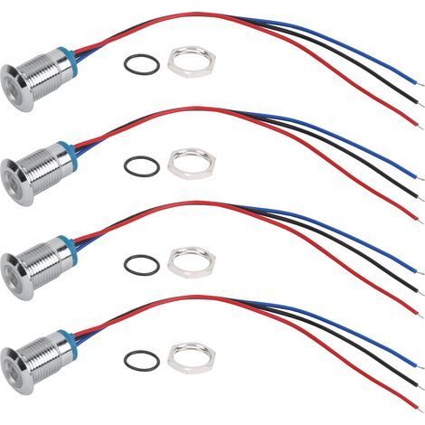 2 Lots LED Pré-câblés Ronds Etanches 10mm Bi-Color Rouge Vert 12-24V Anode Commune (1/5)