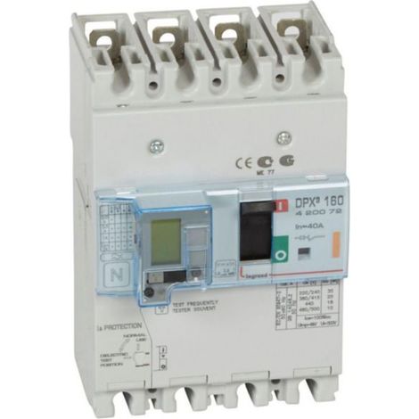Disjoncteur magnétothermique différentiel DPX³160 pouvoir de coupure 25kA 400V - 4P - 40A - LEGRAND