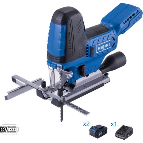 Burstenlose Stichsage 20V 2 Akkus 4.0Ah und Ladegerat ixes Scheppach bc-js254-x