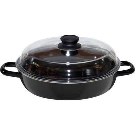 Riess Classic sartén Ø28cm con tapa de cristal esmaltado negro