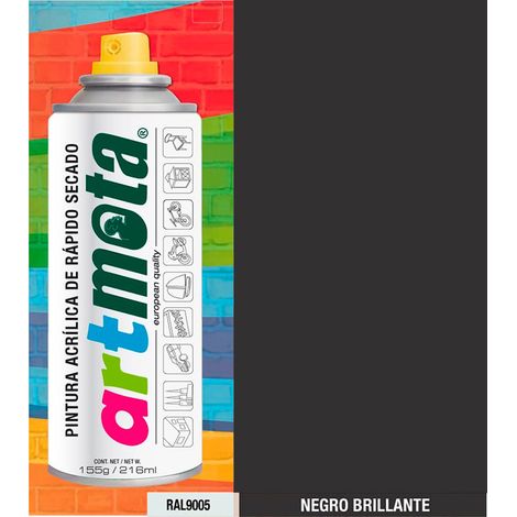 Glänzendes Schwarzes Spray RAL 9005 216ml Mota La01 (1/3)