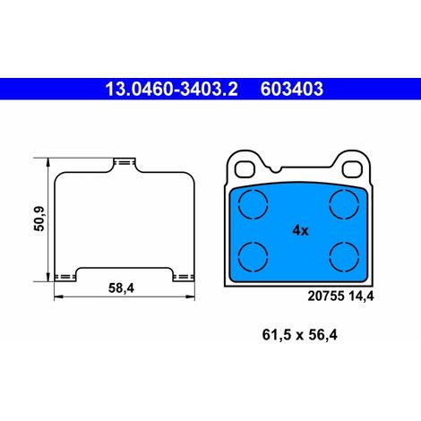 Kit de plaquettes de frein, frein à disque ATE 13.0460-3403.2 VOLVO 271477