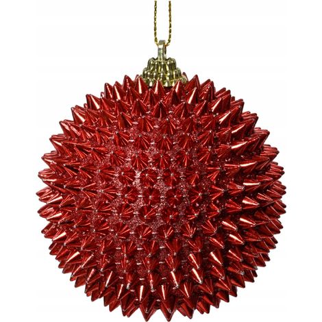 Adorno navideño rojo irrompible de 8 cm para árbol de Navidad (1/2)
