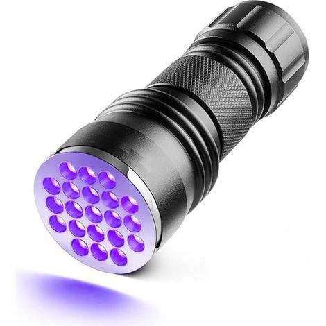 Lámpara UV, linterna UV de 395 nm con 21 LED ultravioleta, suministrada para rastreadores fluorescentes, detector de alfombras para perros y gatos, orina, escorpiones, cheques y dinero.