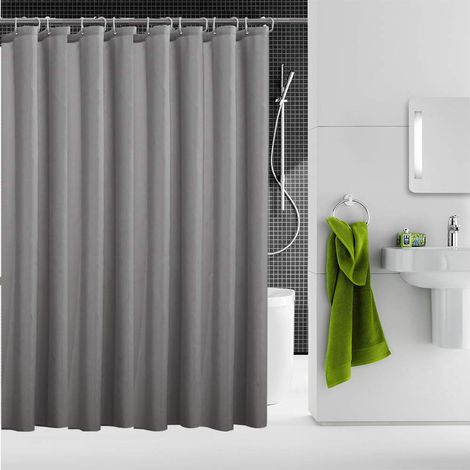 Rideau de Douche 120 x 200 cm, Tissu Polyester Imperméable et Anti-Moisissure, Rideau de Baignoire, Lavable en Machine, Grise