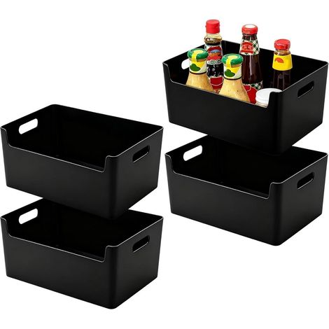 Aufbewahrungsbox 4er Kunststoff Griff Bad Schwarz 25cm (1/5)