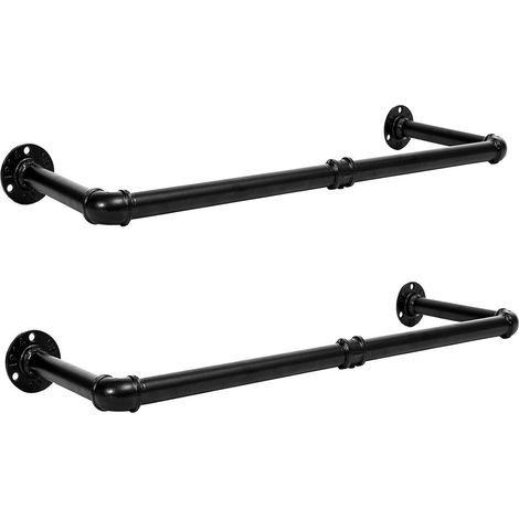 HOOBRO Industrierohr Kleiderstangen 2er Set 80cm Abnehmbar Platzsparend (1/5)
