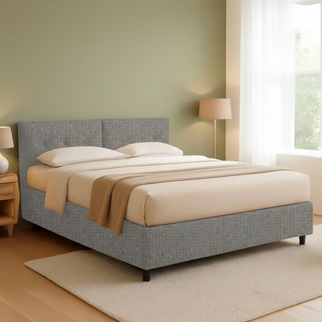 York-Bett 140x200, abnehmbarer Bezug, Grau (1/4)