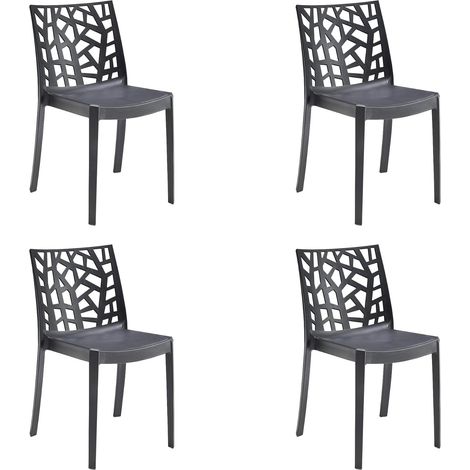 GLOUPIE Set 4 Sedie Matrix In Polipropilene Nero, Dim. 55x47x82 Cm,Peso 4 Kg,Per Interno Ed Esterno,Made In Italy,Impilabili (1/5)