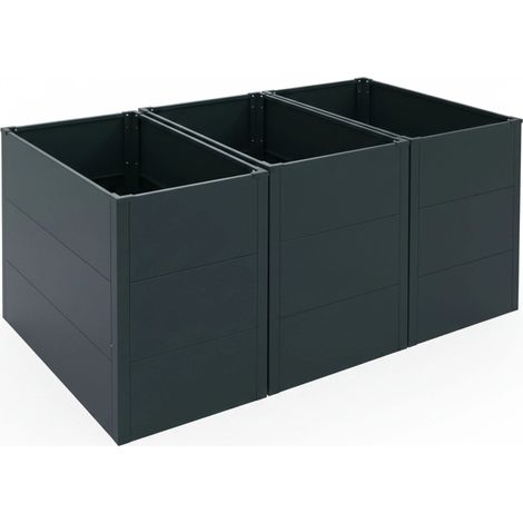 Lot de 3 bacs potagers surélevés en acier galvanisé vert carrés potagers pour jardin terrasse ou balcon 040008846 (1/5)