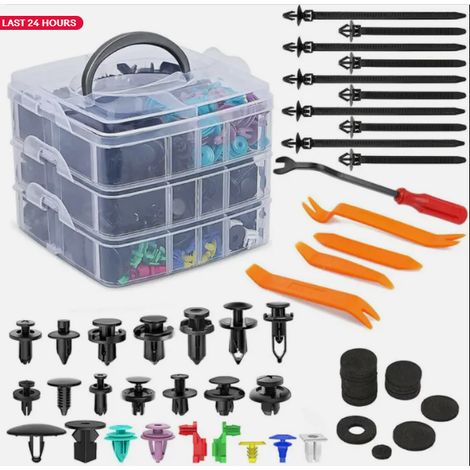 725 pièces de clips, goupilles, fixations à rivets pour garnitures de voiture, outils de démontage de pare-chocs