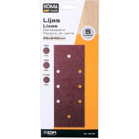 Set 5 Lijas para Lijadora Orbital 08706 KomaTools
