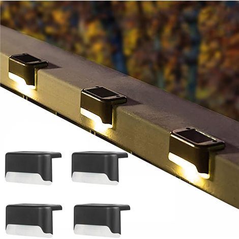 Lampe Solaire - LED Étanche IP65 - Pour Escaliers Extérieurs Marches Clôture Allée Terrasse - Lumière Chaude 3000K - Lot de 4 (1/5)