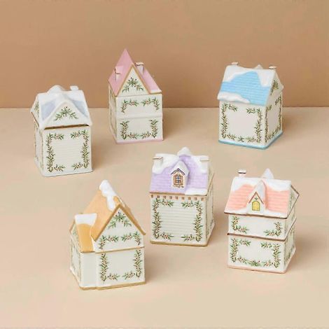 Ensemble Maison à Épices Village de Noël (6 pièces) Un mini univers de Noël pour votre cuisine-WOODTOR (1/4)