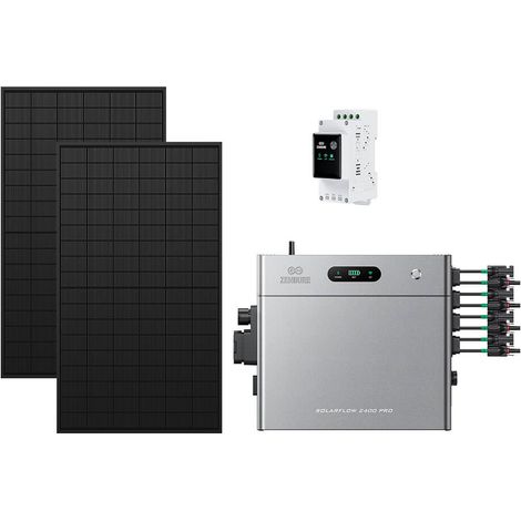 Zendure SolarFlow 2400 Pro - Batterie Solaire 2400W AC, PV 4800W, 2.4-16.8kWh, Plug & Play, IP65, Tesla/Pompes à Chaleur. avec Compteur intelligent 3CT, avec 450Wx2 Panneau Bifacial