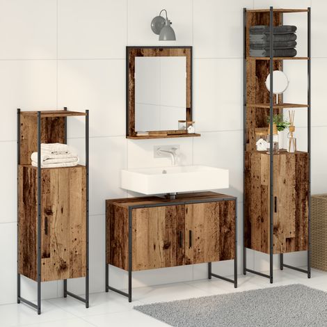 4-teiliges Badezimmermöbelset Altholz Holzwerkstoff vidaXL816811 (1/5)